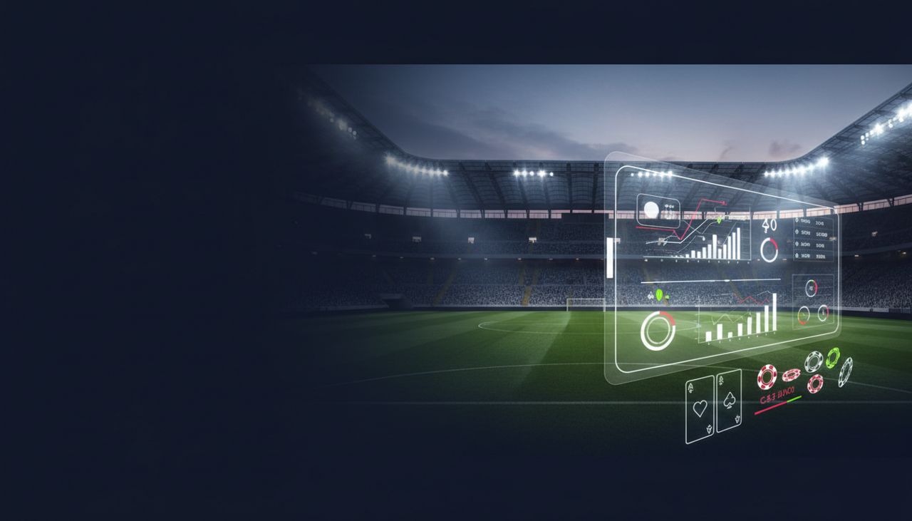 Stadio di calcio con dati sportivi e interfaccia casinò di SportItaliaBet